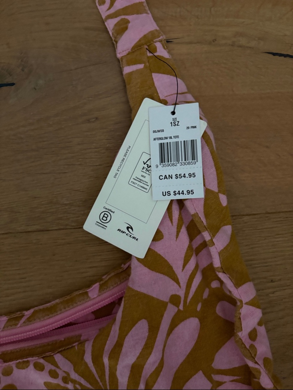 Rip Curl Pink & Brown Floral-Print Shoulder Bag. NWT - Picture 4 of 6